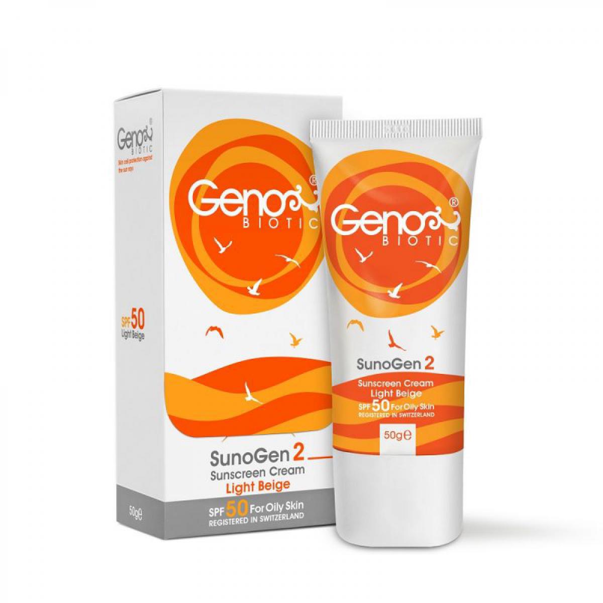 ضد آفتاب رنگی-بژ روشن - Geno Biotic Sunscreen Cream SPF50 For Oily Skin