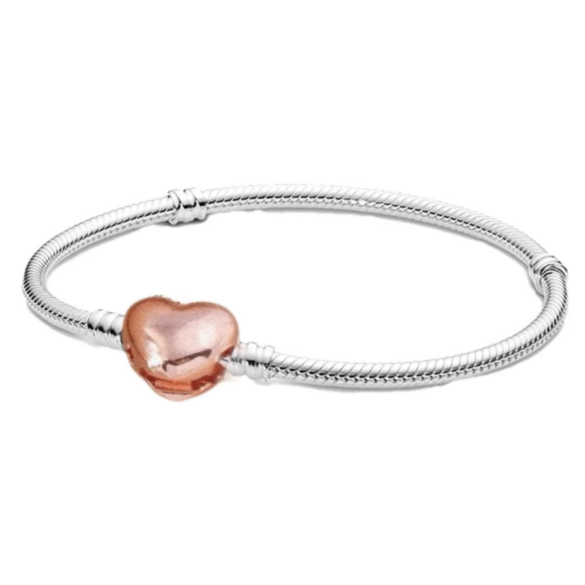 دستبند با قلب رزگلد طرح پاندورا - Heart detail barcelet